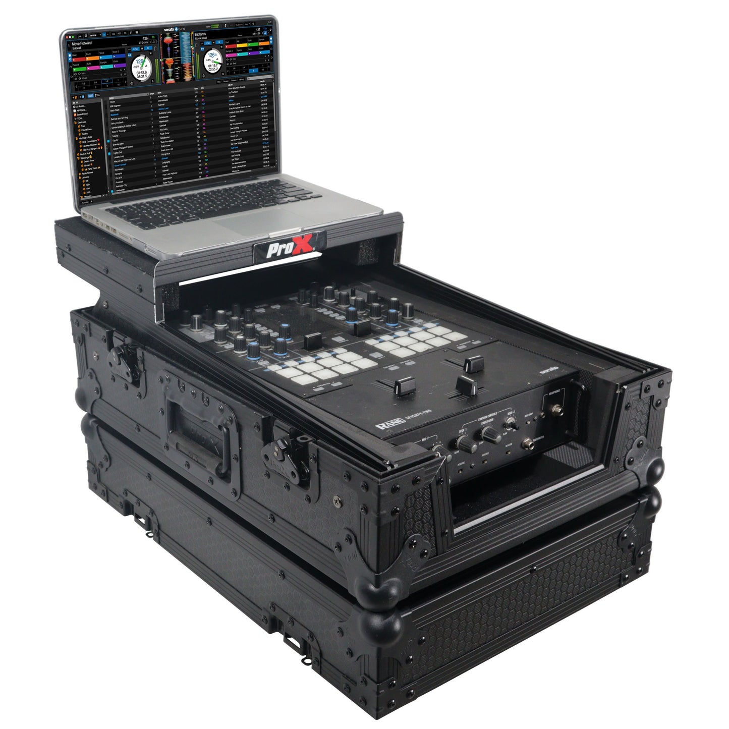 ProX ATA Flight Case for DJ Mixers Universal Road Case | Black | With Laptop Shelf