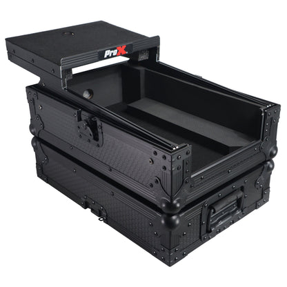 ProX ATA Flight Case for Pioneer DJM-S7 Mixer Gig-Ready Road Case | With Laptop Shelf | Black/Black