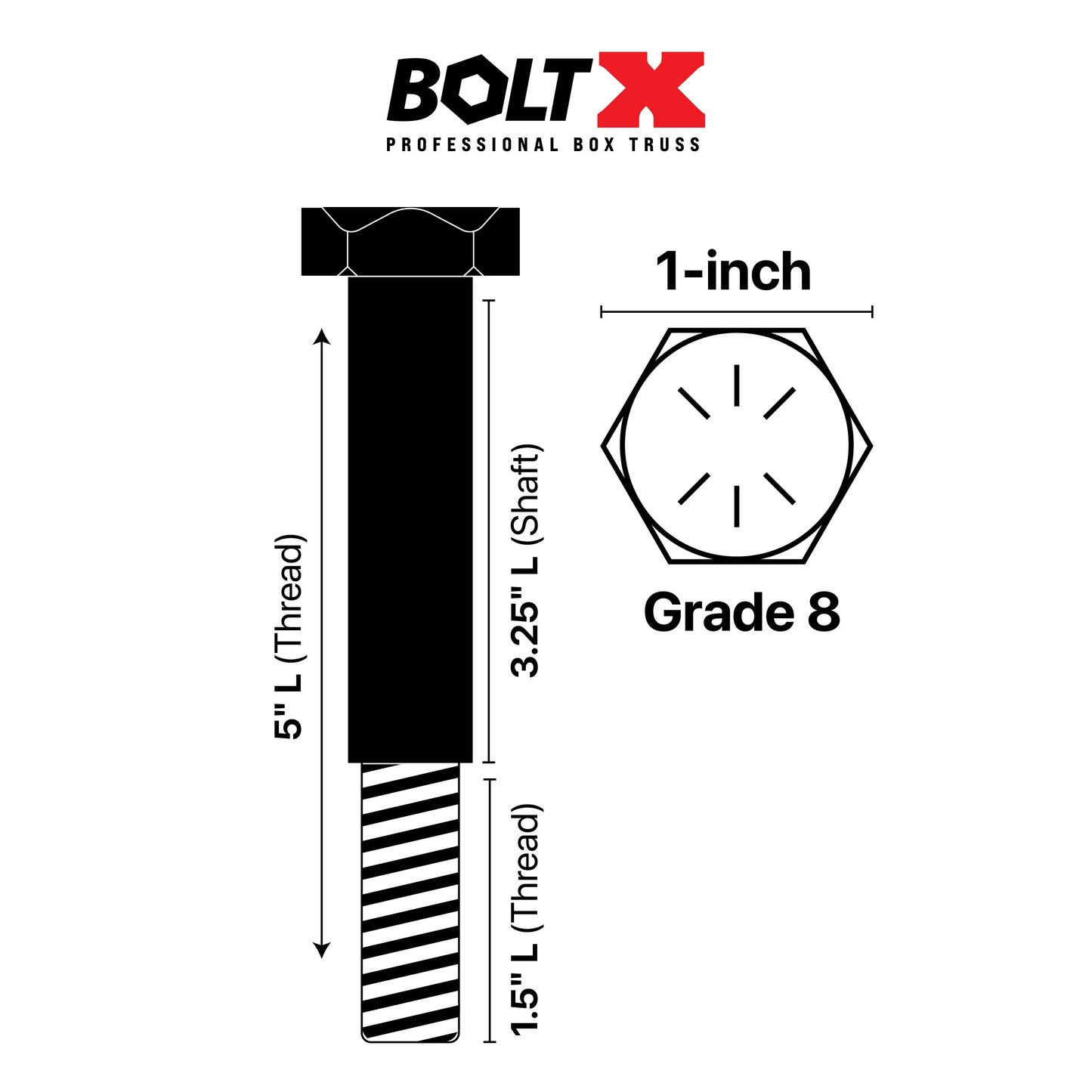 ProX XT-BTSBX4-G8 Grade 8 Hex Truss Bolt Nut Washer Set of 4