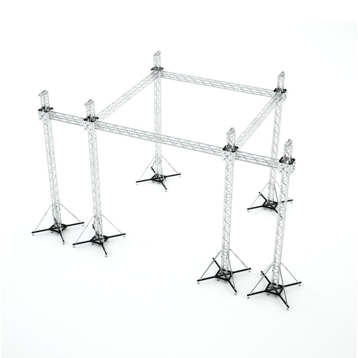 ProX Stage Roofing Truss System with Ground Support and Chain Hoists F34 Aluminum Complete Package | 20 ft W x 20 ft L x 23 ft H | With 7' Speaker Wings