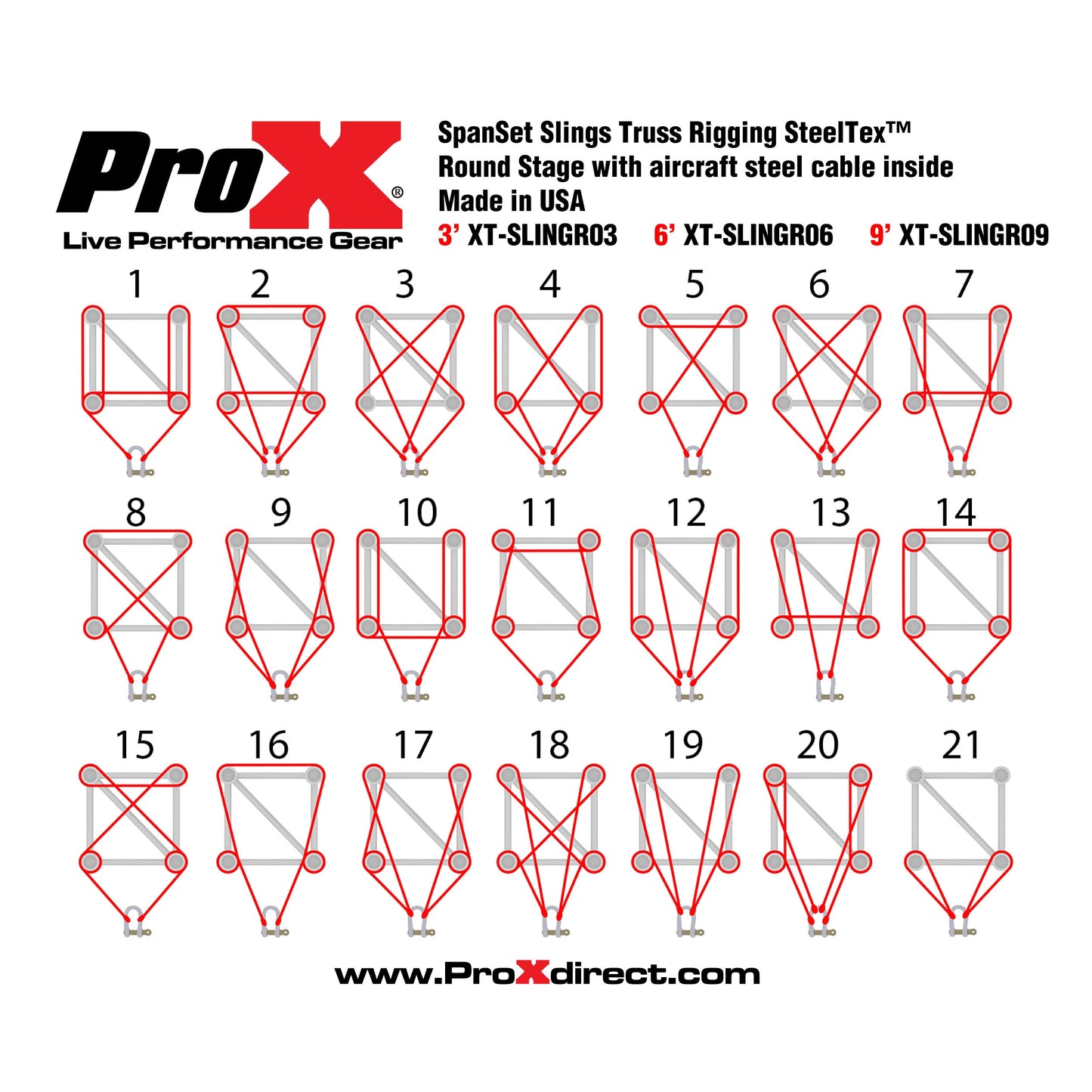 ProX XT SpanSet SteelTex Rigging Sling For Stage Truss | 6 ft