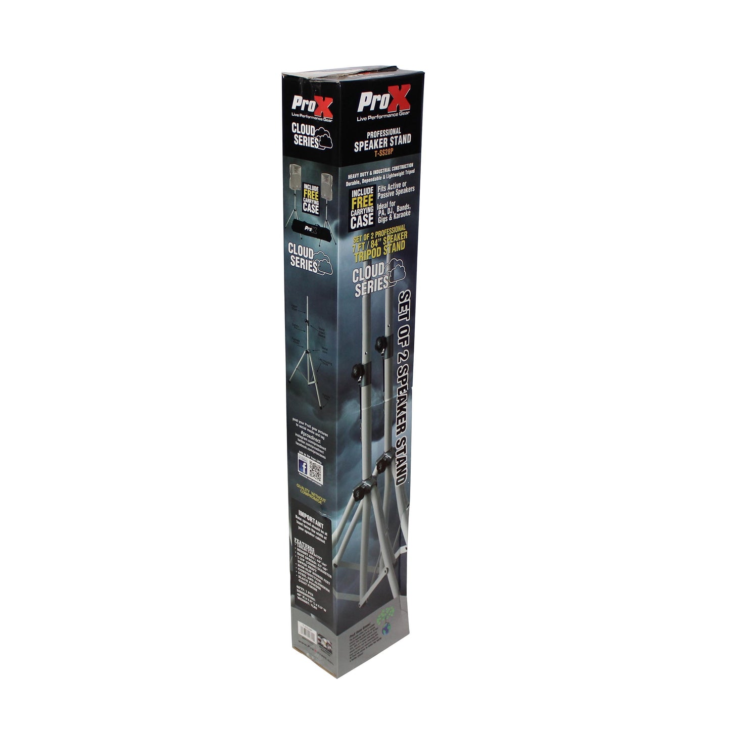 ProX Heavy Duty Speaker Tripod Stand | Set of 2 With Bag | 180 lb | 44"-84"