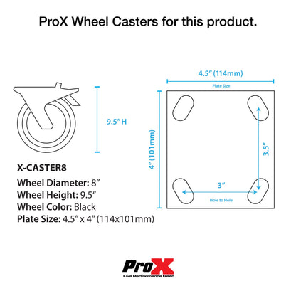 ProX Industrial Grade Caster Wheels for ATA Cases | 8 inch | 4.5 x 4 in. | Single