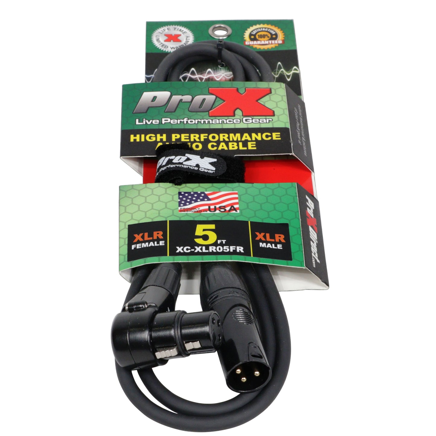 ProX Right-Angle XLR Audio Cable Balanced OFC With Right-Angle Female | 5 ft