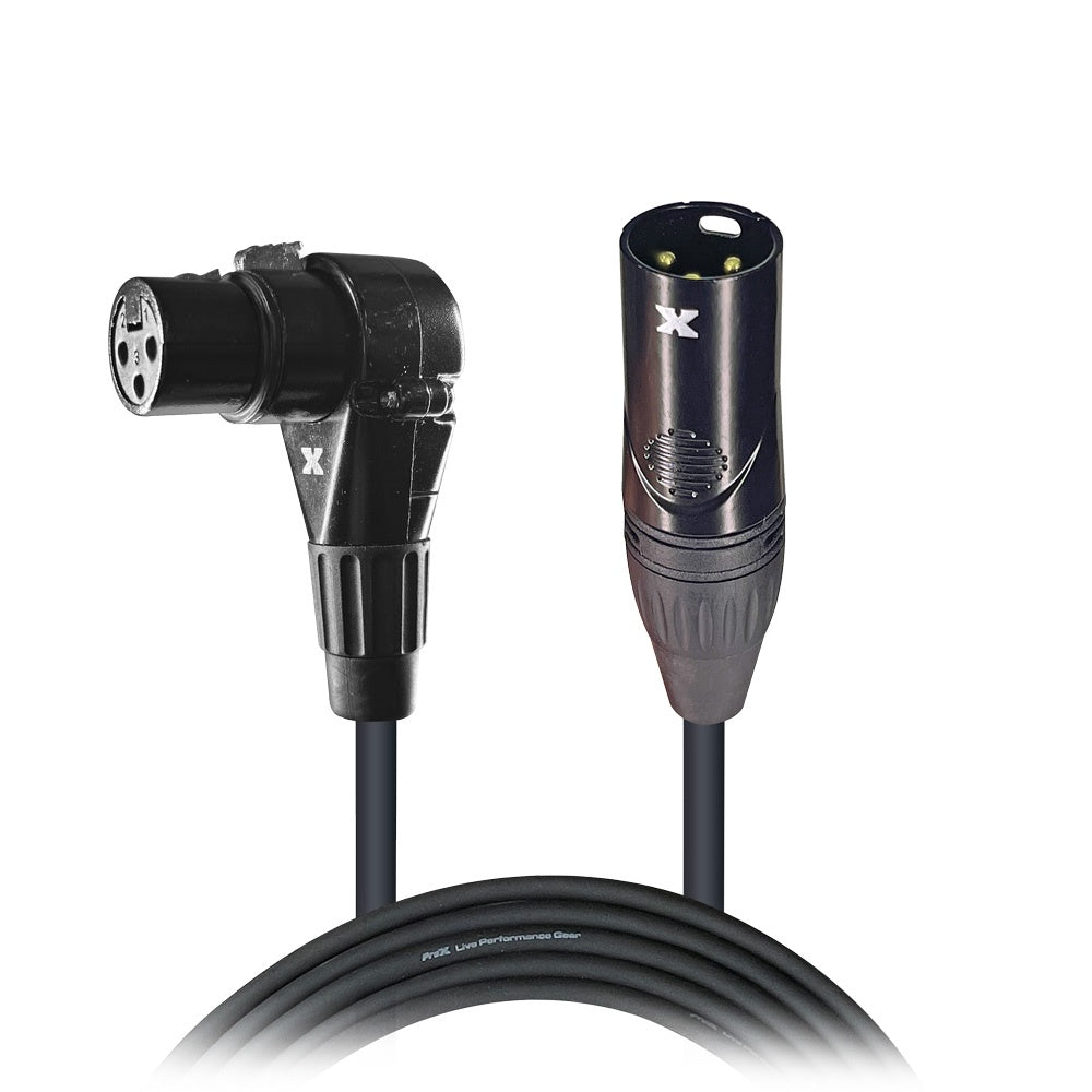 ProX Right-Angle XLR Audio Cable Balanced OFC With Right-Angle Female | 25 ft
