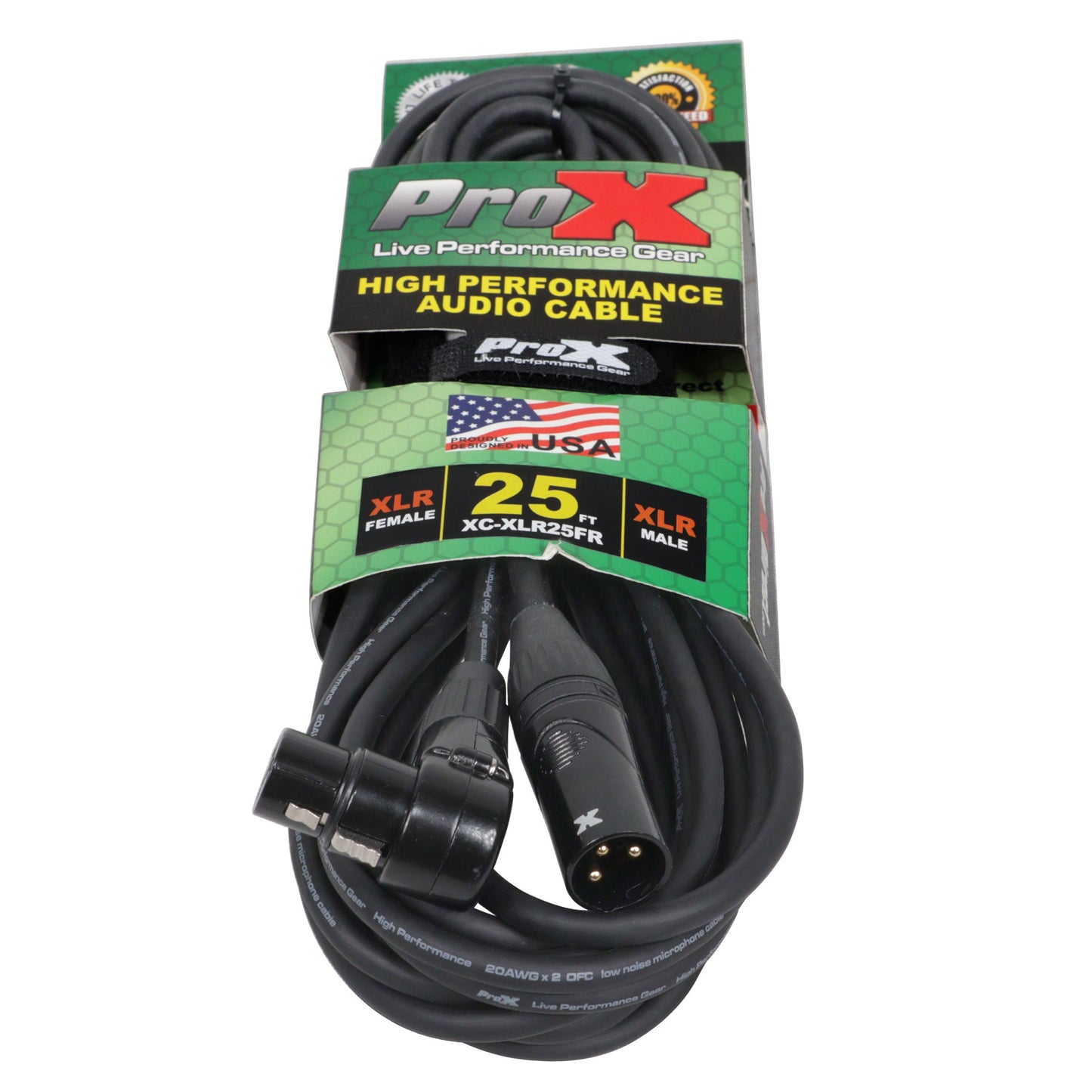 ProX Right-Angle XLR Audio Cable Balanced OFC With Right-Angle Female | 25 ft