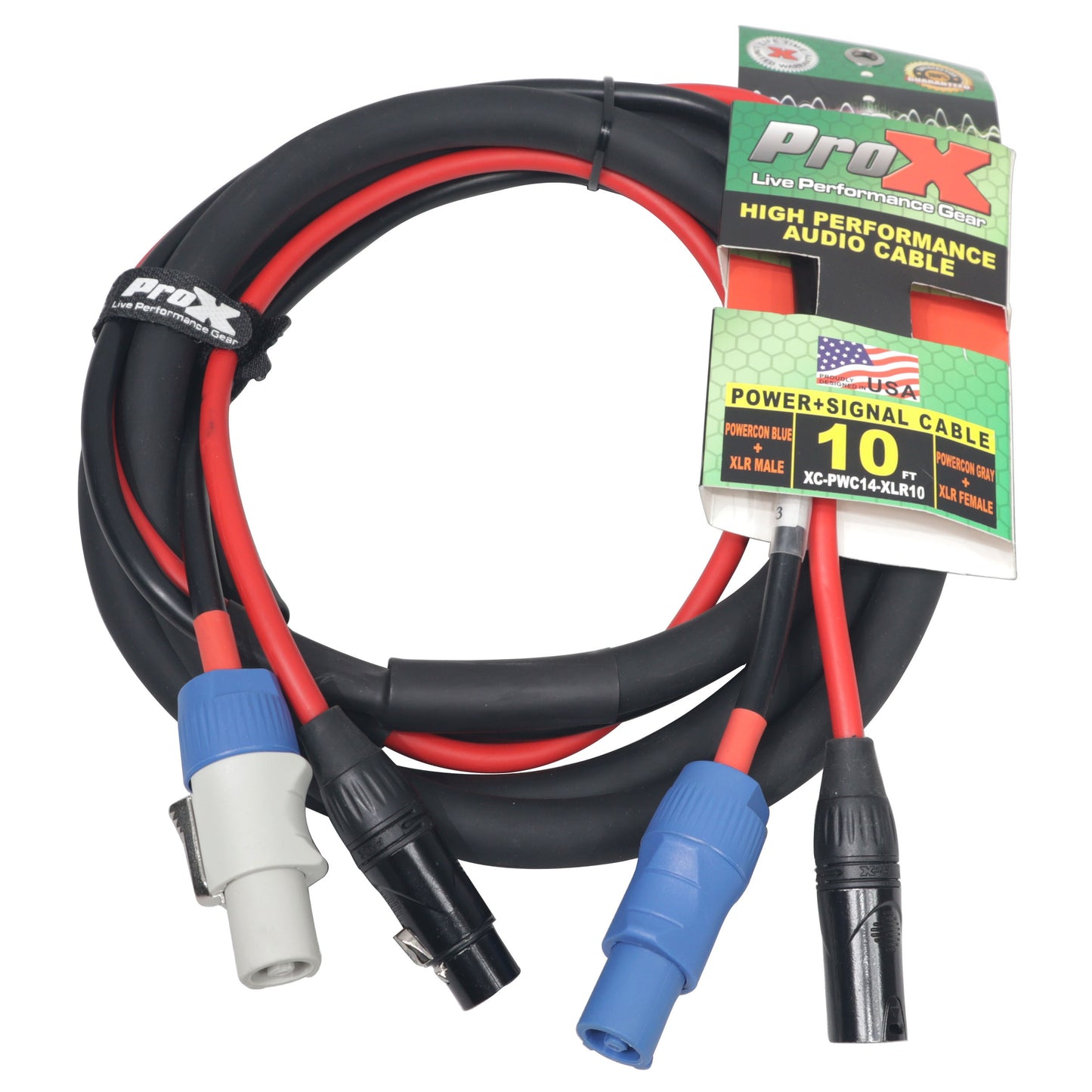 ProX PowerCON Compatible to Dual XLR Combo Cable Tour-Grade Link Jumper | 10 ft