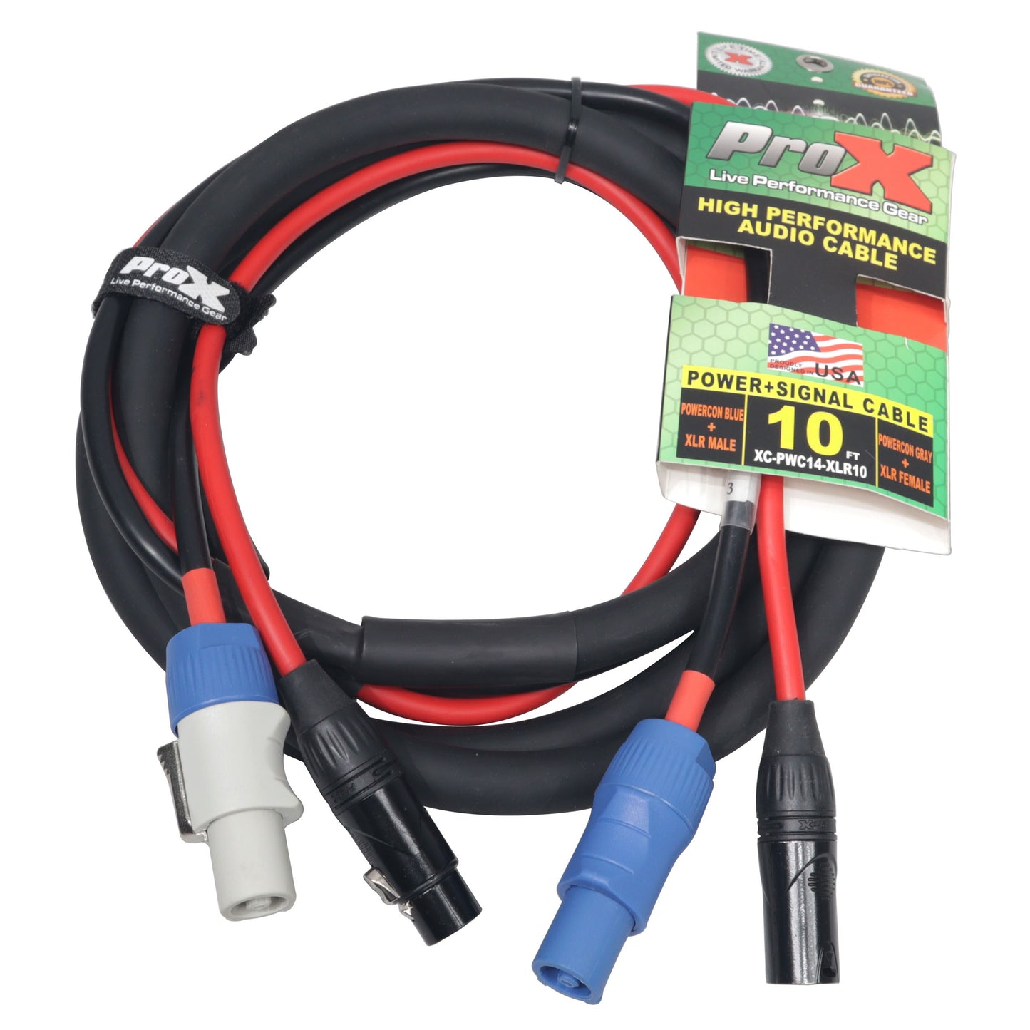 ProX PowerCON Compatible to Dual XLR Combo Cable Tour-Grade Link Jumper | 10 ft