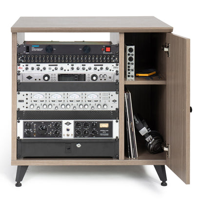 Gator GFW-ELITESIDECAR-GRY Elite Series Dark Walnut Sidecar Rack Cabinet | Grey
