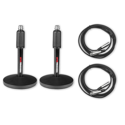 Gator GFW-MIC-DESKTOP-2PK Desktop Mic Stands With XLR Cables | 2-Pack