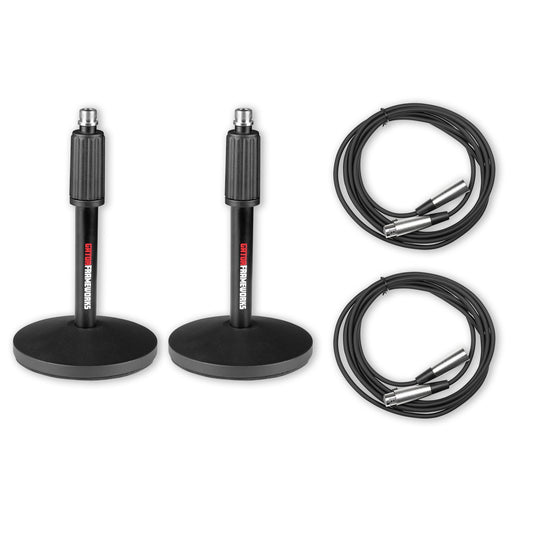 Gator GFW-MIC-DESKTOP-2PK Desktop Mic Stands With XLR Cables | 2-Pack