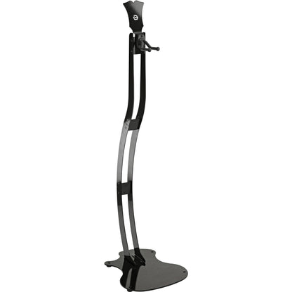 KM 17640.000.37 Memphis guitar stand full view showing curved black steel uprights and guitar-body-shaped base plate, K&M