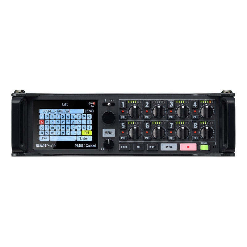 Zoom F8n Pro MultiTrack Field Recorder front lit