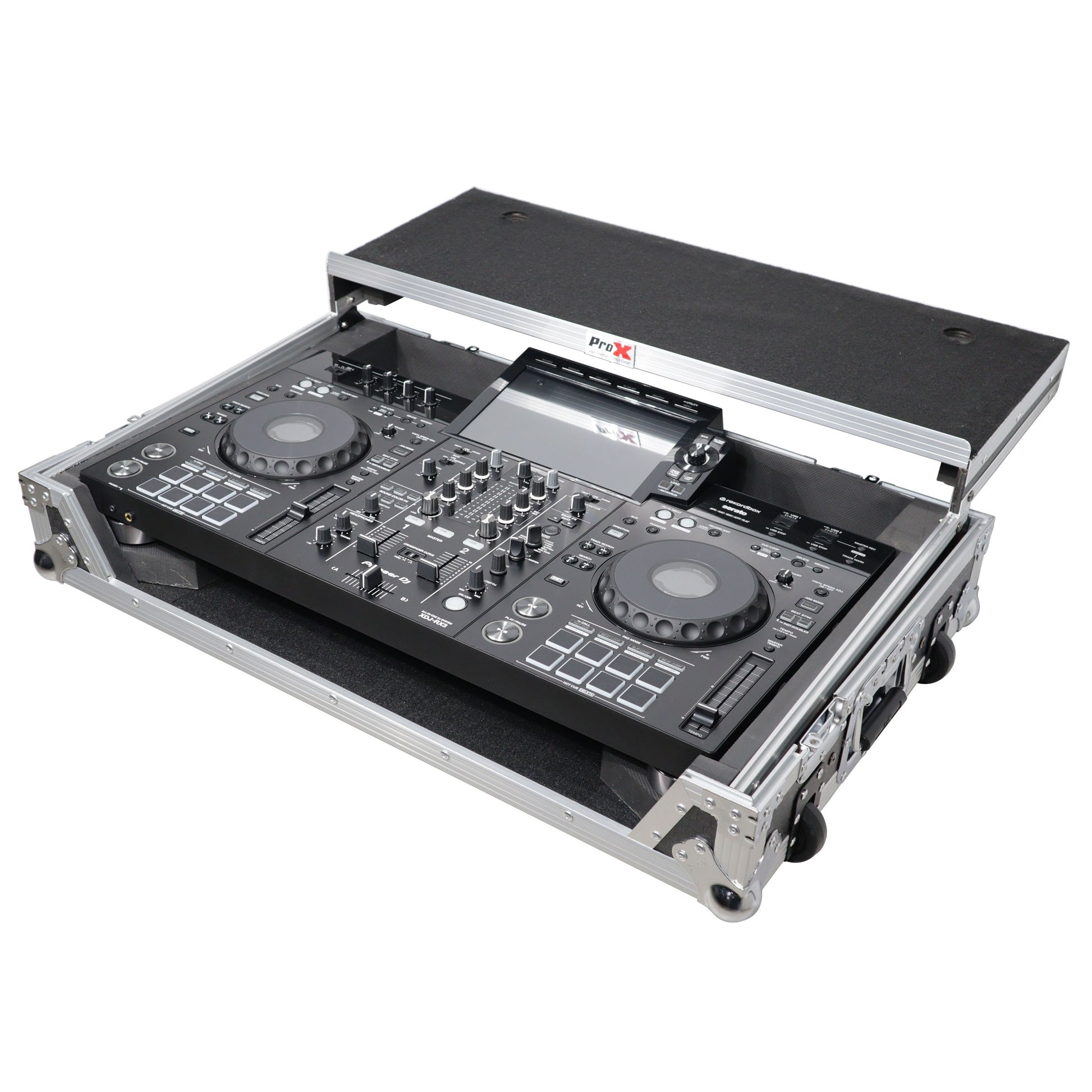 132790_ProX-ATA-Flight-Case-For-Pioneer-XDJ-RX3_DDJ-REV5-DJ-Controller-with-1U-Rack-Space-and-Wheels-_-Silver_Black-_-With-Laptop-Shelf_ALT07sqr