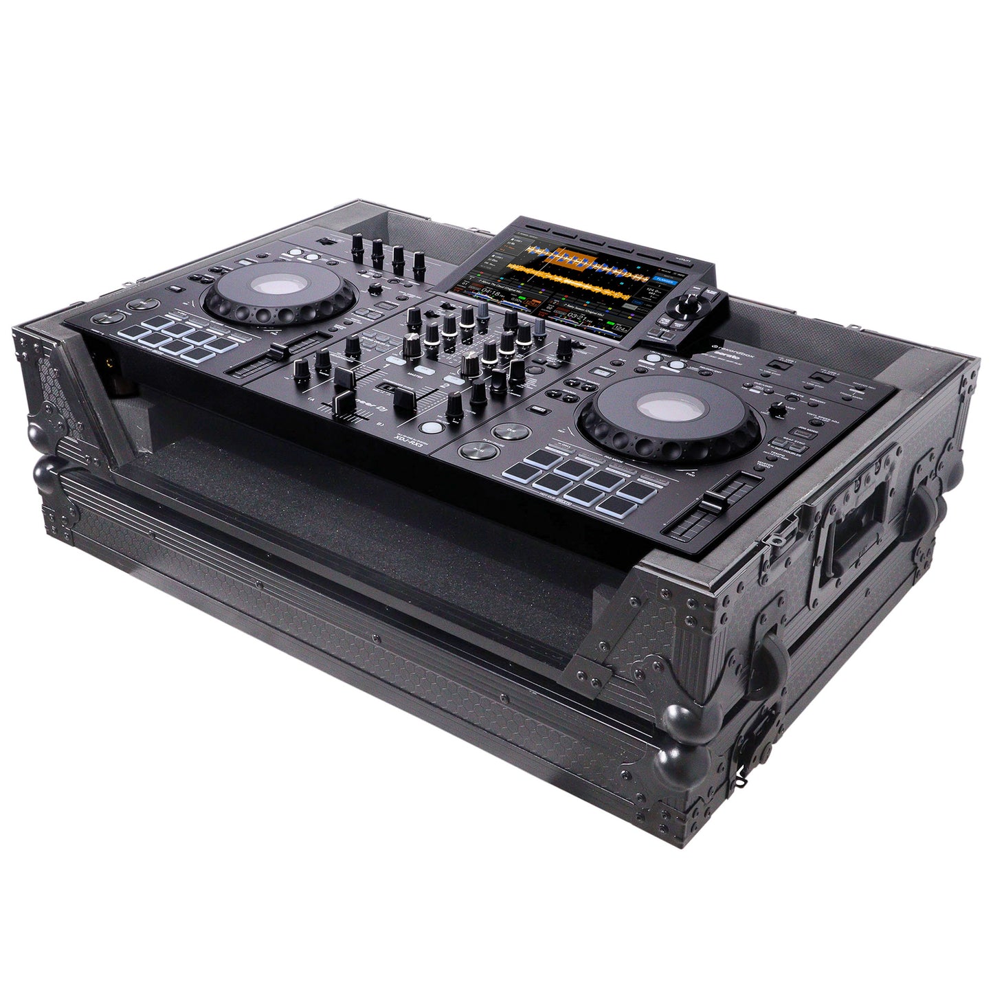 ProX ATA Flight Case For Pioneer XDJ-RX3/DDJ-REV5 DJ Controller with 1U Rack Space and Wheels | Black/Black | Without Laptop Shelf