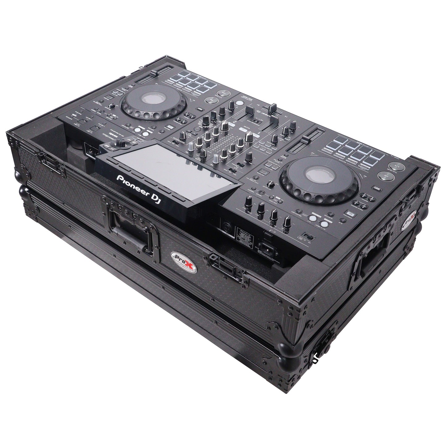ProX ATA Flight Case For Pioneer XDJ-RX3/DDJ-REV5 DJ Controller with 1U Rack Space and Wheels | Black/Black | Without Laptop Shelf