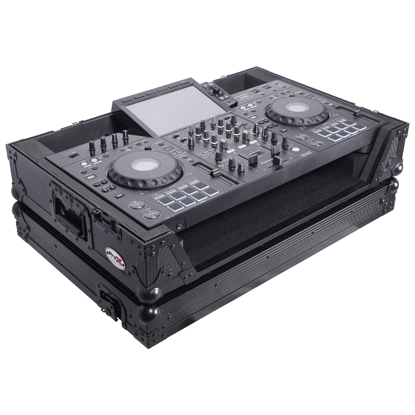 ProX ATA Flight Case For Pioneer XDJ-RX3/DDJ-REV5 DJ Controller with 1U Rack Space and Wheels | Black/Black | Without Laptop Shelf