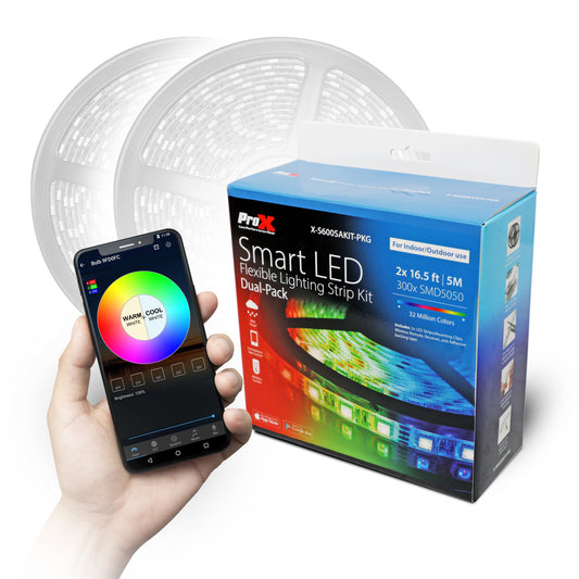 ProX Smart LED Flexible Lighting Strip Kit RGB Smart Strip | Dual Pack (2x 16.5 ft)