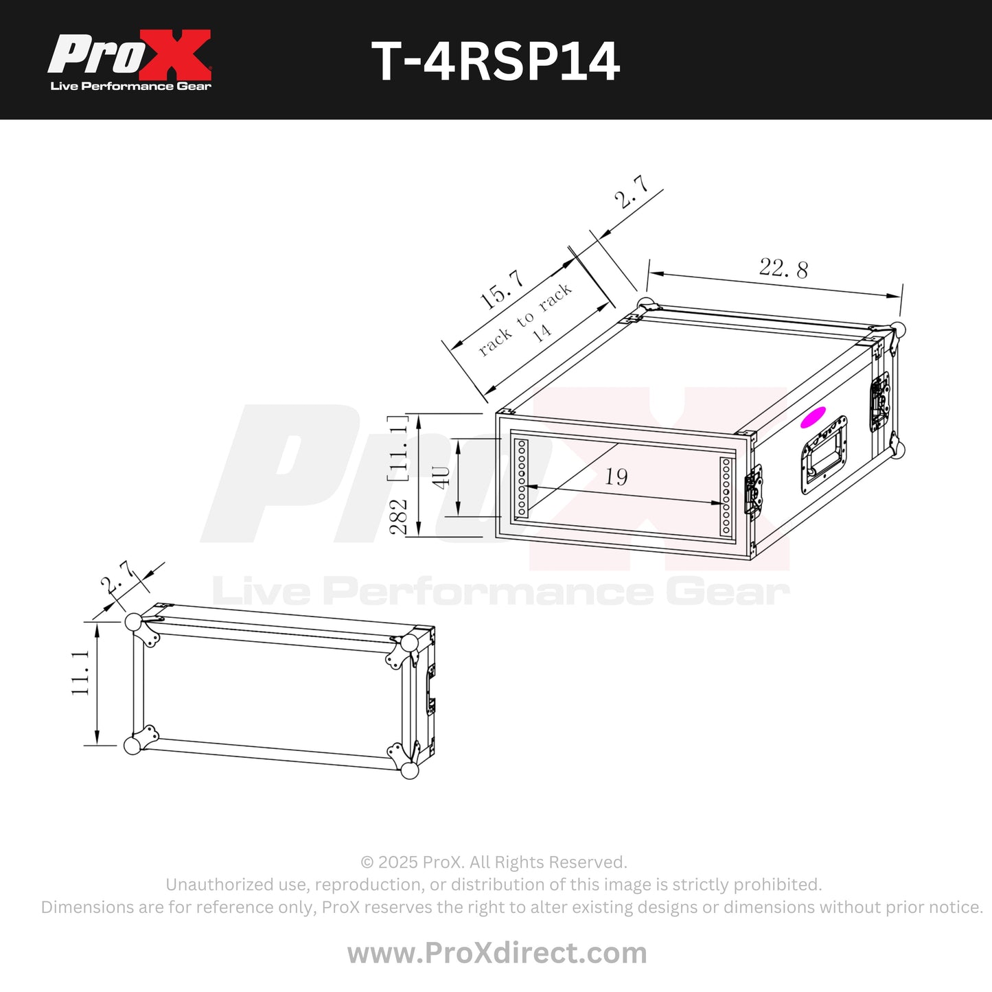 ProX T-4RSP14 4U Vertical Shockproof Effects Rack 14" Depth