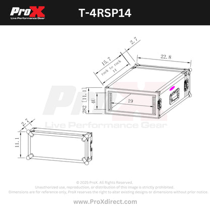 ProX T-4RSP14 4U Vertical Shockproof Effects Rack 14" Depth
