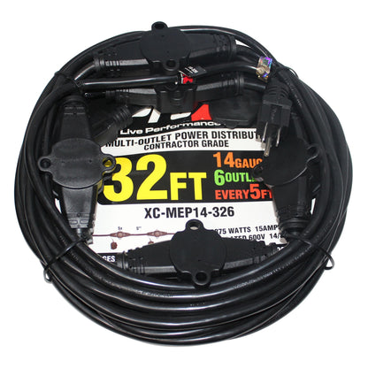 ProX Male NEMA to Female Edison Multi-Outlet Power Extension Cable | 32 ft | 6 | 14 AWG