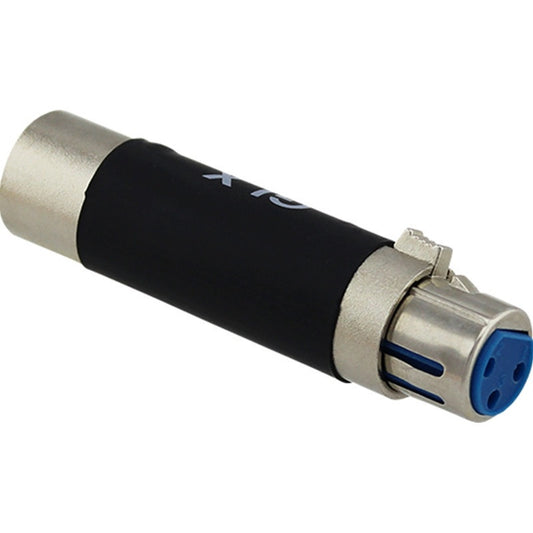 ProCo Sound GLX ground lift adapter angled to show 3-pin female XLR end with blue insert