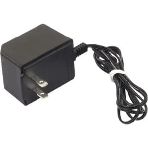 AL-DOCKPSU wall-wart power supply angled view showing two-prong AC plug and coiled output cable, AtlasIED