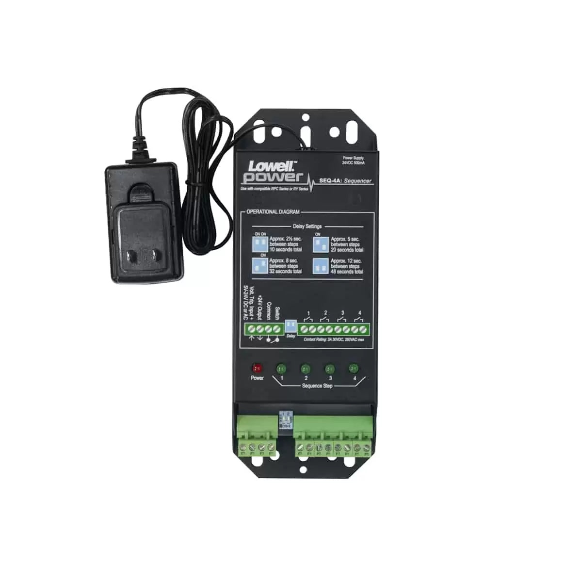 Lowell Power Sequencer AC Equipment Startup Controller | 4-Step | Wire Connections