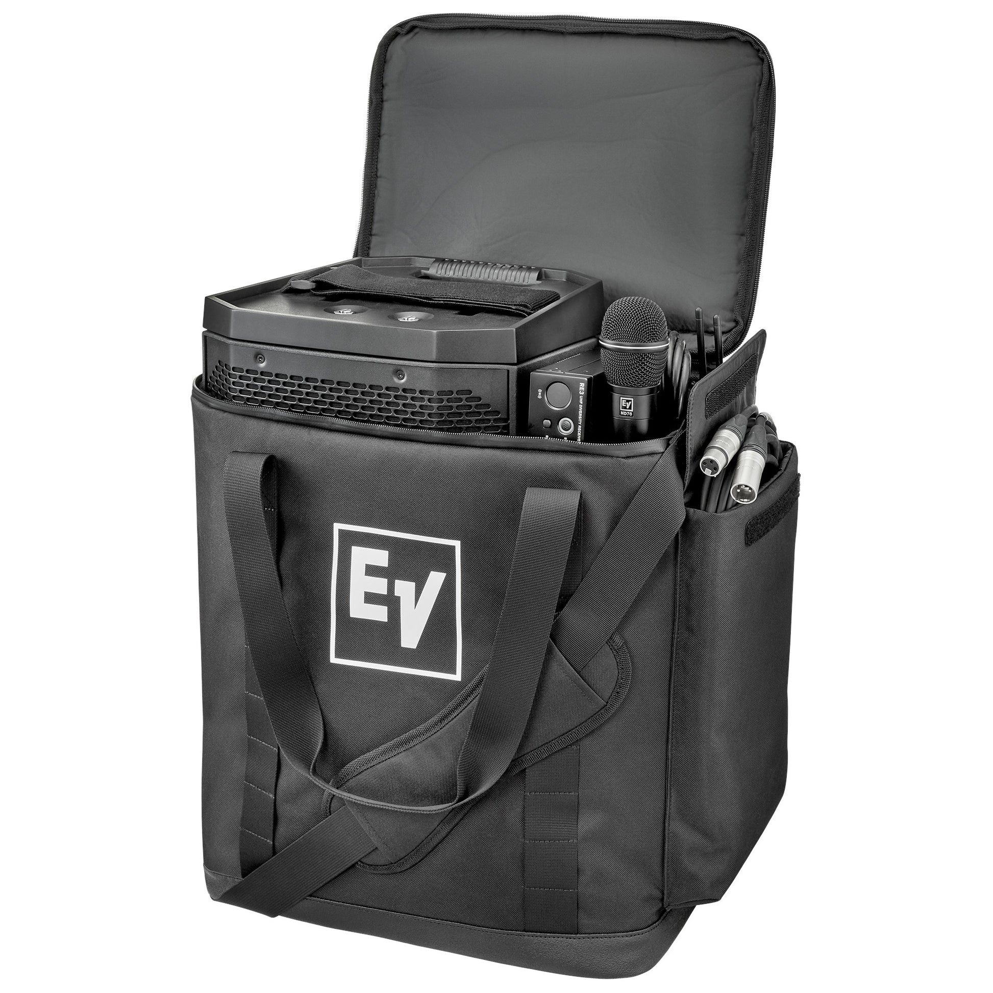 Electro-Voice EVERSE8-TOTE Speaker Tote Bag interior with gear