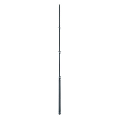 23782 carbon fishing pole mic boom fully extended, showing three clamp locks and foam-covered grip handle, K&M