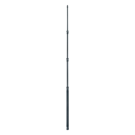 23782 carbon fishing pole mic boom fully extended, showing three clamp locks and foam-covered grip handle, K&M