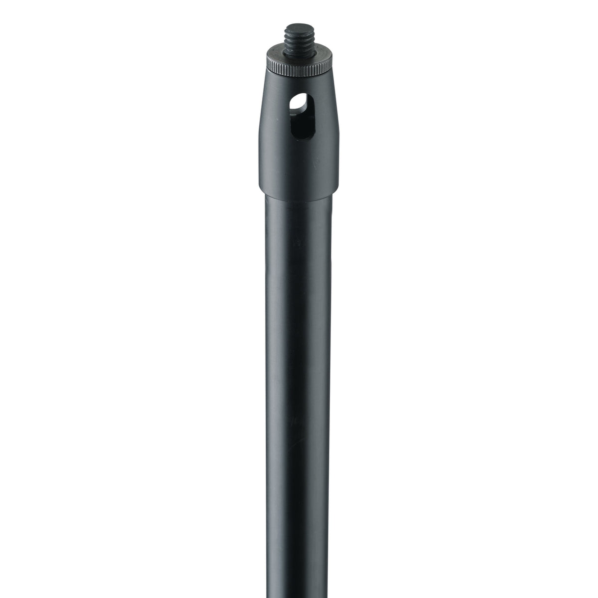23782 carbon fishing pole mic boom top tip detail showing threaded microphone mount and cable exit slot, K&M