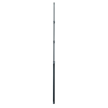 23783 carbon fiber mic fishing pole XL fully extended, showing three clamp joints and foam-covered grip handle, K&M
