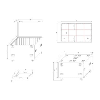 ProX TruckPax Utility Case ATA Road Case With Casters and Dividers | 48"x30"x36"