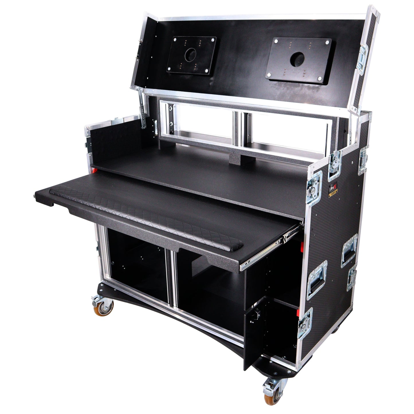 137388_ProX-Mobile-AV-Broadcasting-Workstation-Case-Portable-Rack-Desk-_-2x4U-Top-+-2x12U-Bottom-_-Silver_Black_ALT01sqr
