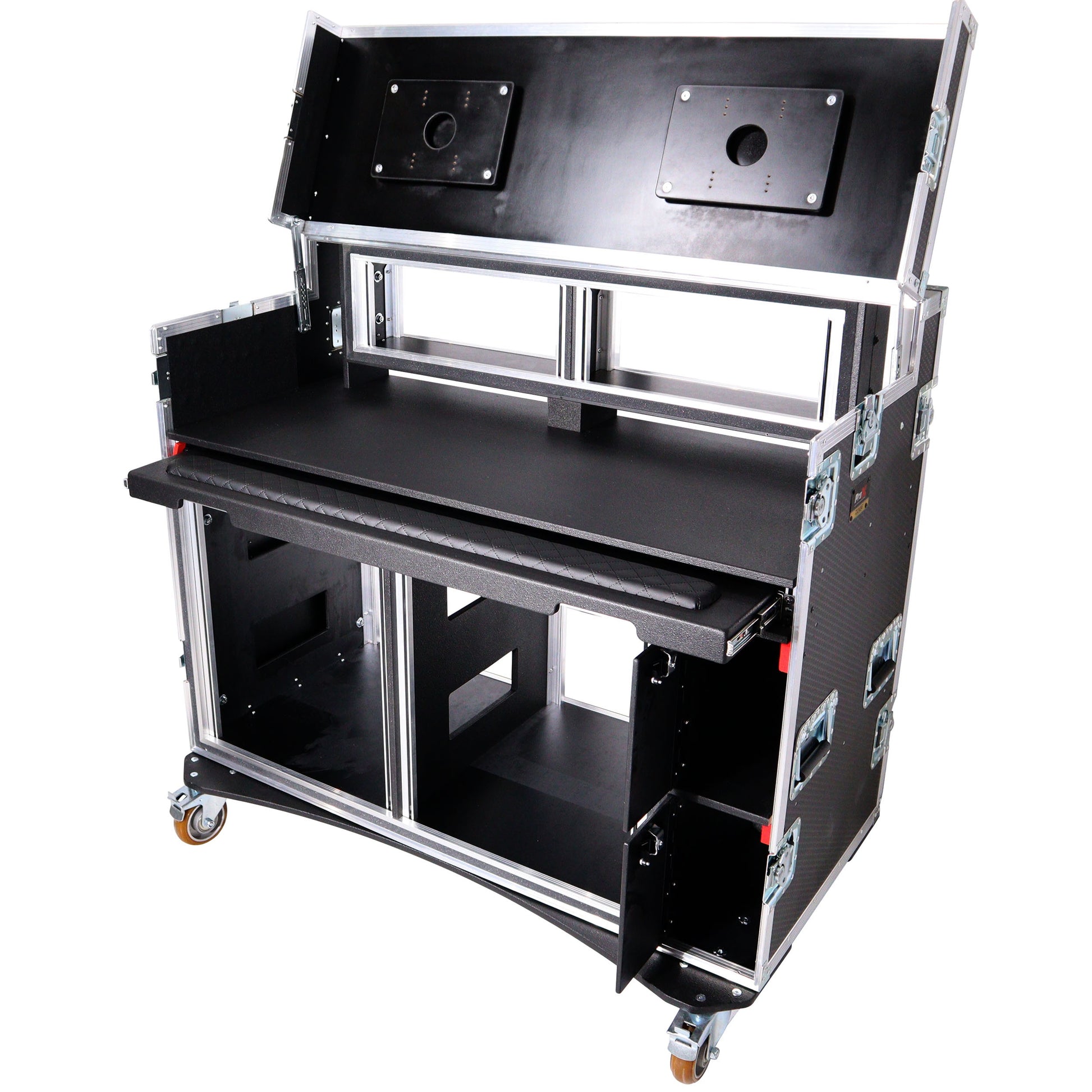 137388_ProX-Mobile-AV-Broadcasting-Workstation-Case-Portable-Rack-Desk-_-2x4U-Top-+-2x12U-Bottom-_-Silver_Black_ALT03sqr