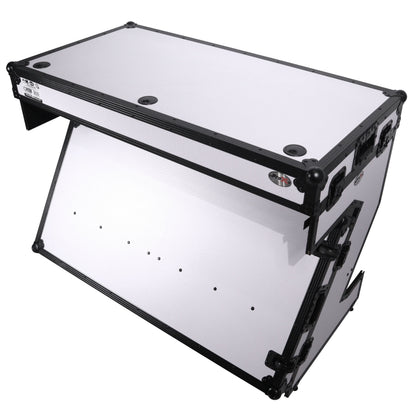 ProX Z-Table Folding DJ Table Mobile DJ Workstation With Wheels | Black/White