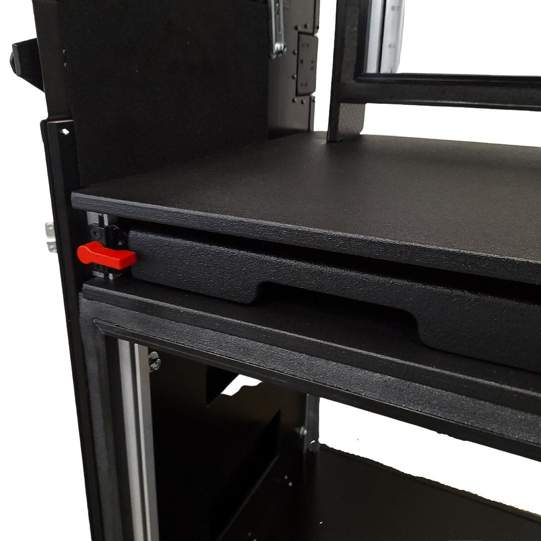 ProX Mobile AV Broadcasting Workstation Case Portable Rack Desk | 2x4U Top + 2x12U Bottom | Black