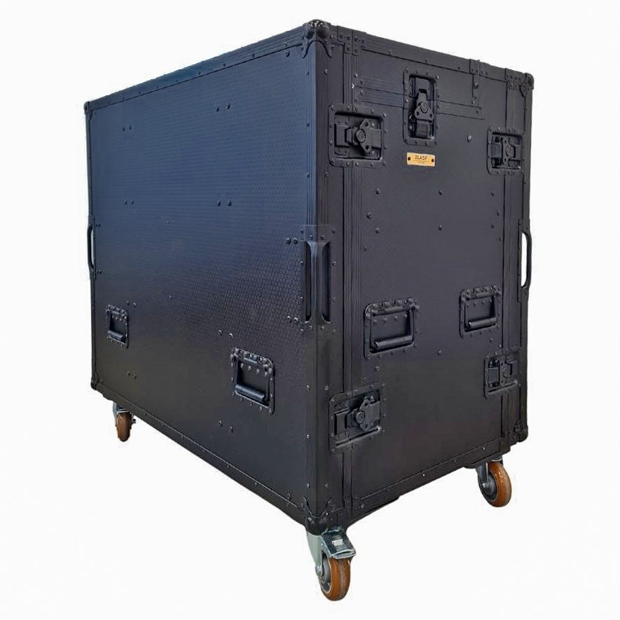 ProX Mobile AV Broadcasting Workstation Case Portable Rack Desk | 2x4U Top + 2x12U Bottom | Black