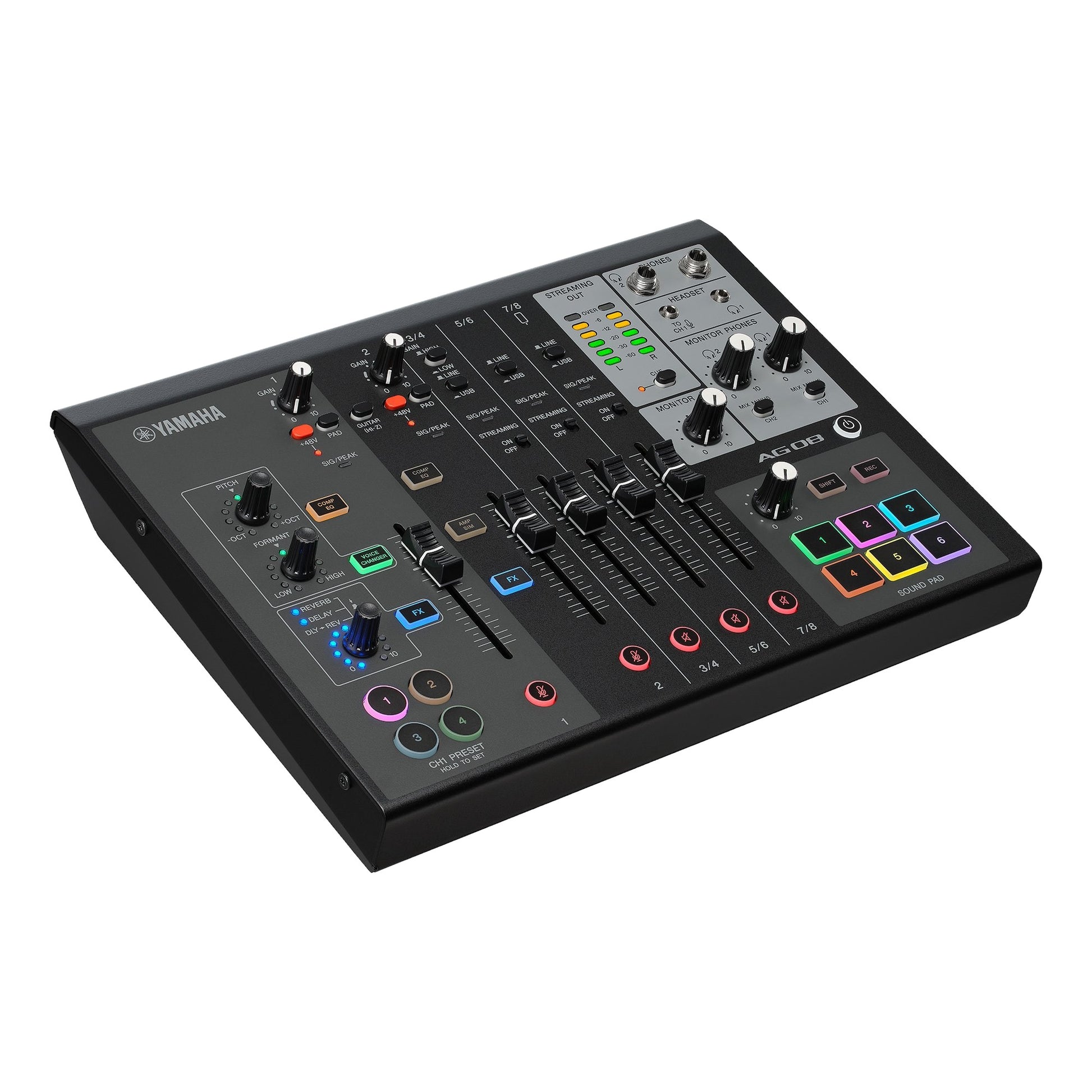 Yamaha AG08 8-Channel Live Streaming Mixer  black right