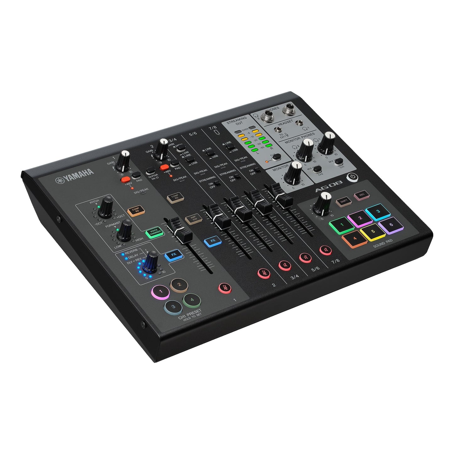 Yamaha AG08 8-Channel Live Streaming Mixer  black right