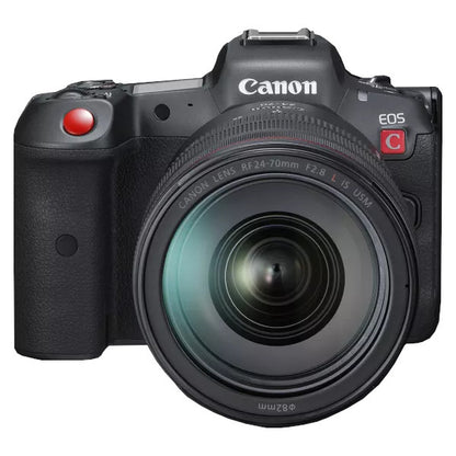 Canon EOS R5 C 8K Cinema Camera with 24-105 Lens front with lens