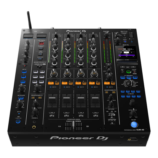 Pioneer DJ DJM-A9 4-Channel Professional DJ Mixer Top Angle View