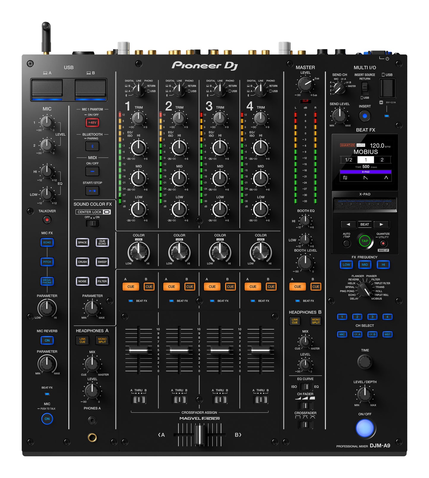 Pioneer DJ DJM-A9 4-Channel Professional DJ Mixer Top View