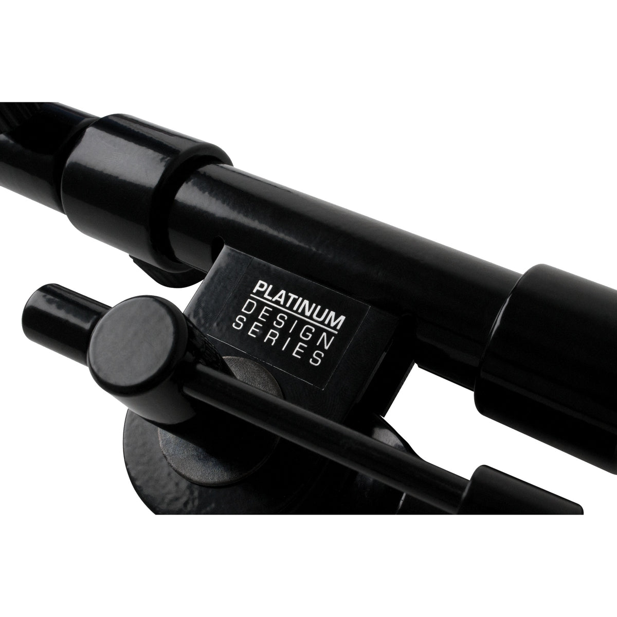 B2237 boom arm hinge close-up with Platinum Design Series badge and locking handles, AtlasIED
