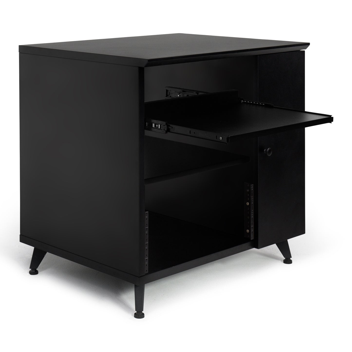 Gator GFW-ELITESIDECAR-BLK Elite Series Dark Walnut Sidecar Rack Cabinet | Black