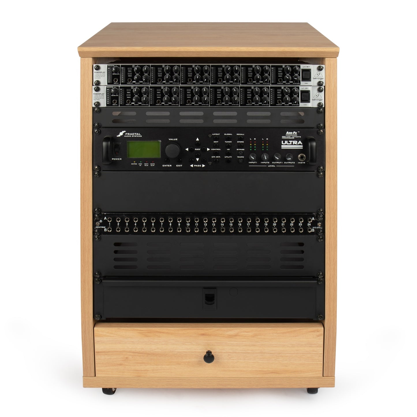Gator GFW-ELITESTUDIORK12-MPL Frameworks Elite Angled 12U Studio Rack | Maple