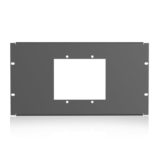 AtlasIED BB-PLT-PNL-HR half rack mount kit front view with center cutout and mounting slots