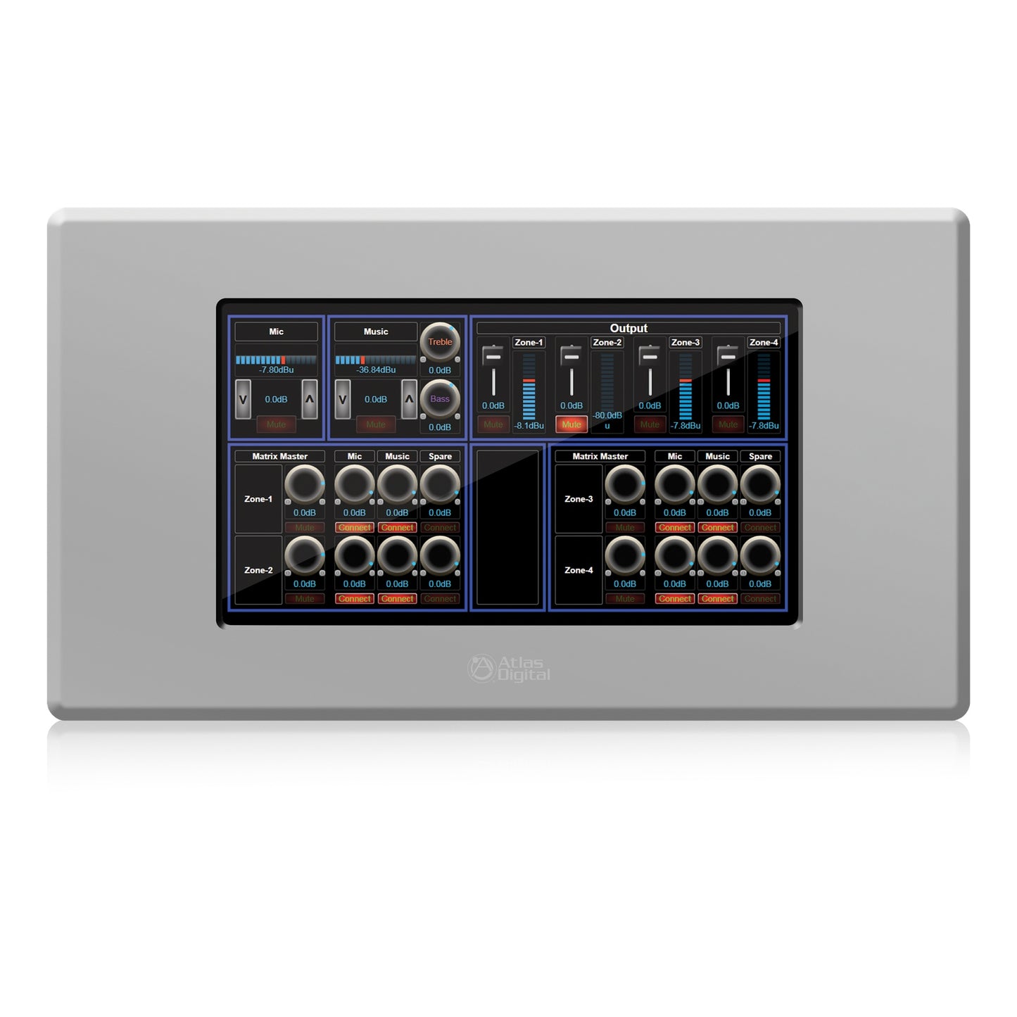 AtlasIED BB-TOUCH7-RP 7" Touchscreen DSP Wall Controller | White