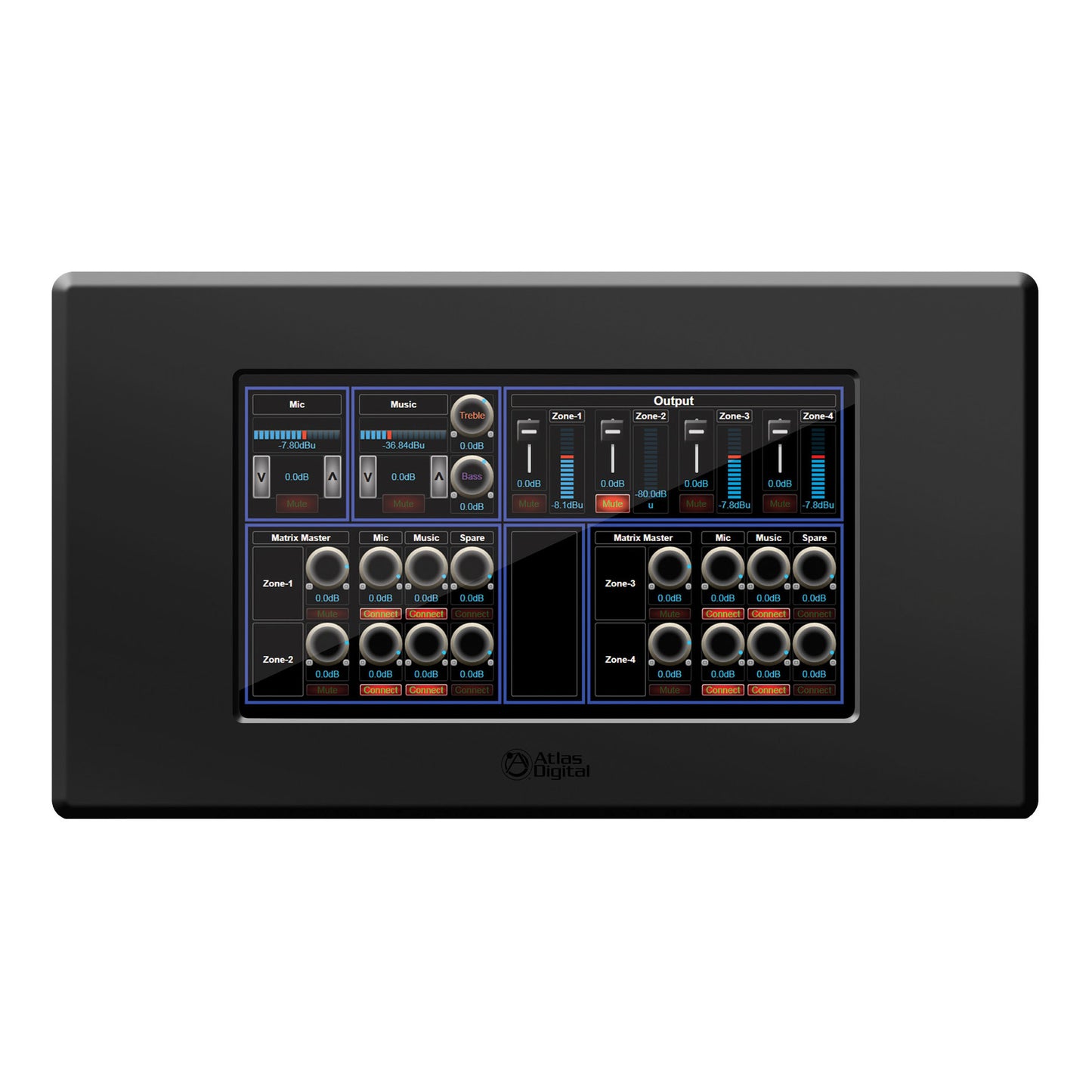 AtlasIED BBWP-TOUCH7B BlueBridge 7" Touch Panel Wall Controller